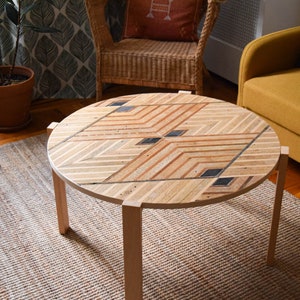 Custom Reclaimed Lath 30" Round Coffee Table