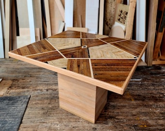 Custom Reclaimed Wood Dining Table with Pedestal Base