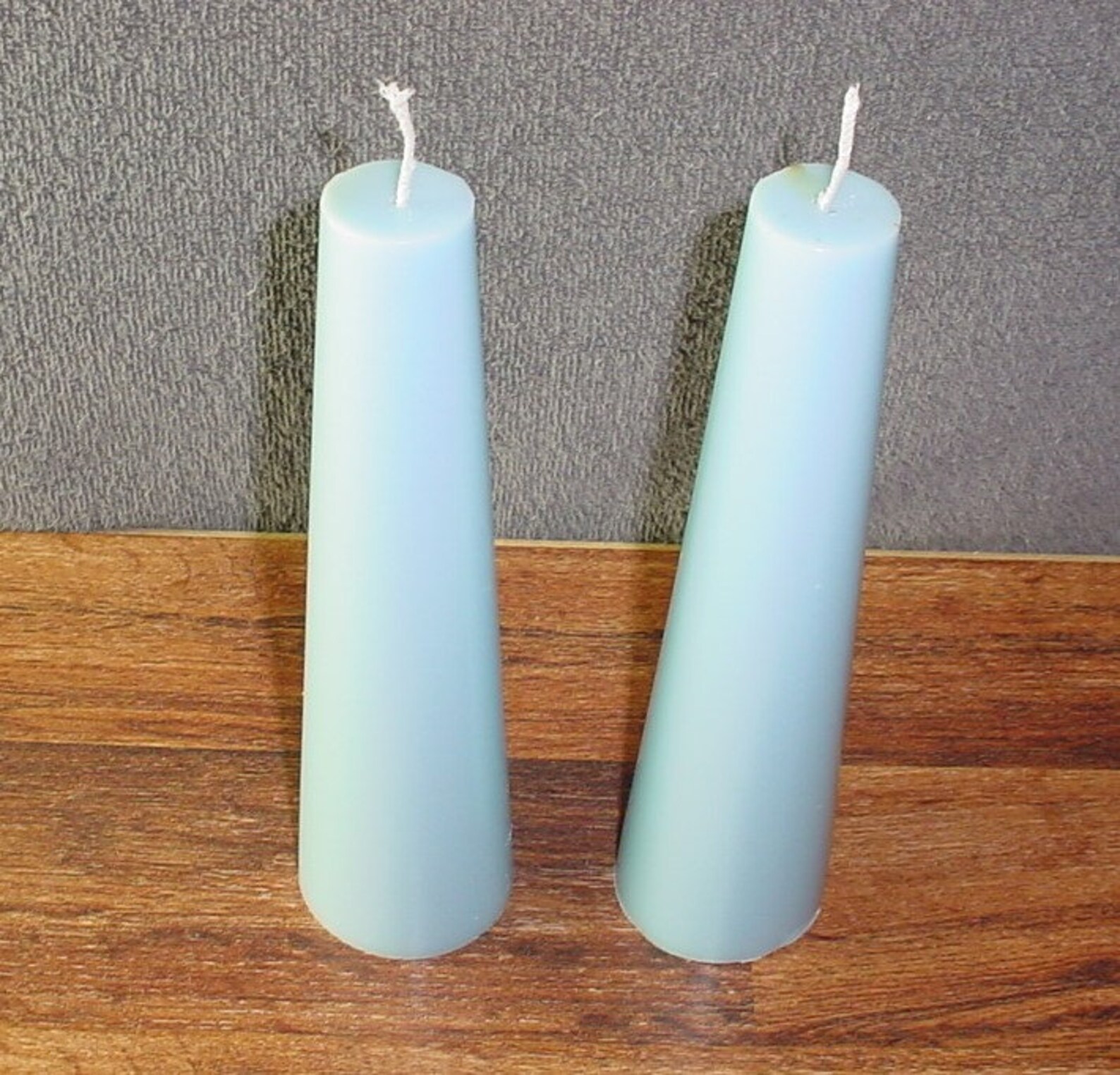 Pair of light blue tapered round piller candles Etsy