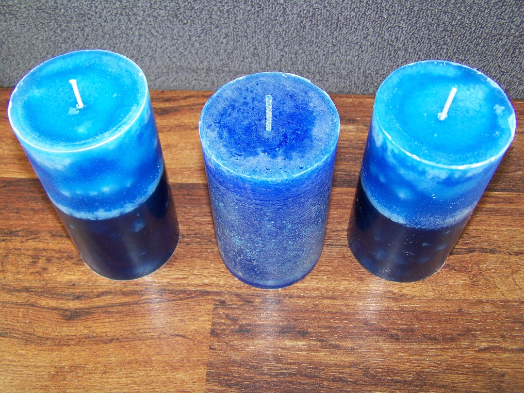 Homemade Set of Three 3 3 Cylinder Round Paraffin and Mottling Wax