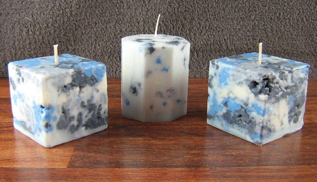 Set of 3 rock Style Multicolored Pillar Candles Etsy