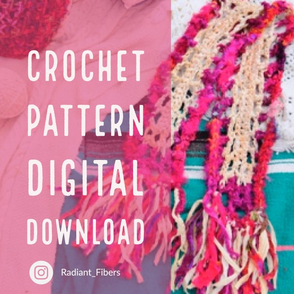 CROCHET PATTERN: Goddess Vibes / Bohemian Fringe Scarf / Eco Friendly Wrap / Boa / Dress Up Scarf