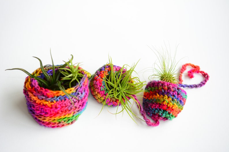 Crochet PATTERN Tiered Air Plant Hanger Pattern Crochet Pattern Air Plant Home Crochet Tiered Basket image 4