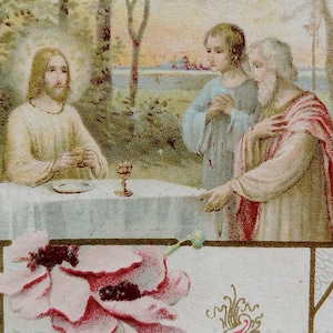 Antique French Prayer Card, Pink, Devotional, Holy Religious Cards, Missel Cards, Communion, Catholic gift, Christian from France, Jesus