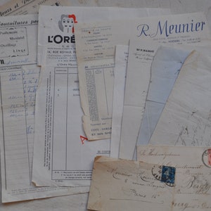 Antique French Paper Ephemera, 10 pieces of Letters and Envelopes, Vintage French Document  Old Paper, Journal Journaling, Paris Paper Stash