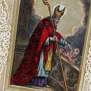 Sant'Edmondo, immagine di preghiera francese antica, devozionale, immagine religiosa sacra, immagine di Missel, comunione, regalo cattolico, cristiano dalla Francia