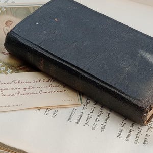 Small Antique 1900 Prayer Book, Belgian, Religious Book, Sursum Cords, Christian Illustrations, Catholic Leather Prayer Book