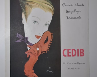 Vintage Perfume Poster: 1950s French Fashion Advertising