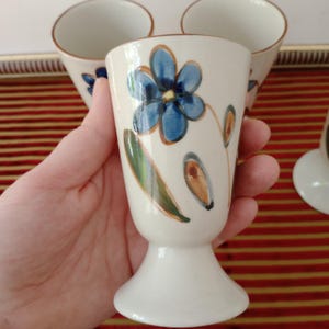 Vintage French Coffee Cups, set of 4, Tall Coffee Cup with Handle, 1970s Cafe Cups, European French Cup, French Tea Cup,  Made in France
