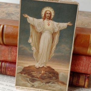 Immagine di preghiera francese antica, devozionale, immagine religiosa sacra, immagine di Missel, immagine della comunione, regalo cattolico, cristiano dalla Francia, Gesù