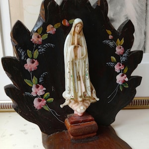 Gorgeous Vintage Spanish Virgin Mary Icon, Religious Shrine, Carved Wooden Reliquary, Crowned Madonna, Catholic Christian Devotional