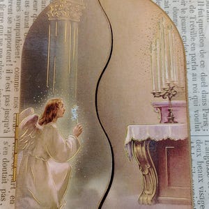 Vintage Italian Florentine Triptych Icon, Archangel Micheal, Wood Devotional,  Florentine Gold Gilt Frame, Made in Italy