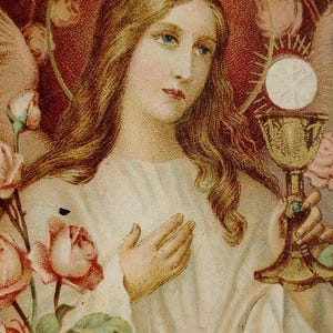 Splendido biglietto di preghiera francese antico, devozionale, biglietti religiosi sacri, biglietti per la messa, comunione, regalo cattolico, cristiano dalla Francia, Gesù