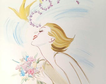 1950s Coty Perfume Ad Poster: Vintage French Fashion Magazine Art