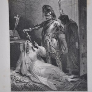 1830 Antique French Engraving, French Print of a Lady,  Lithograph Print, French Art, Classical Black and White, Made in France