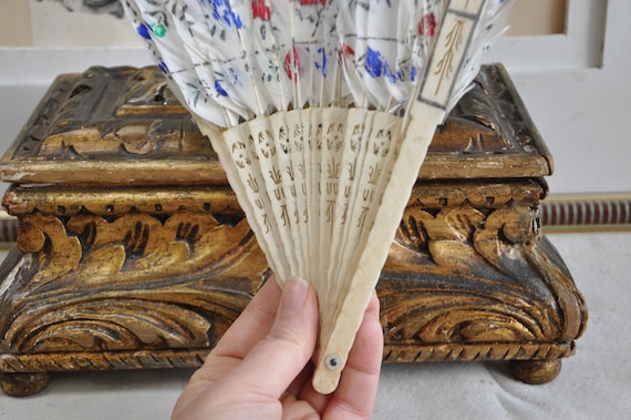 Antique White Feather Hand Fan, Edwardian Feather… - image 5