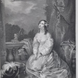 1830 Antique French Engraving, French Print of a Lady,  Lithograph Print, French Art, Classical Black and White, Made in France