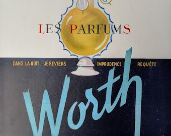 1940s Worth Paris Perfume Advertisement - French Magazine Decor, Worth