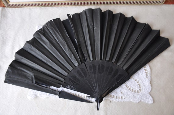 XL Victorian Antique French Fan, Shabby AS-IS Con… - image 6