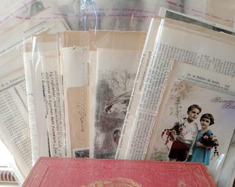 Lote de efímeras francesas antiguas: Libro mayor del siglo XVIII y postales eduardianas