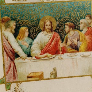 Immagine di preghiera francese antica del 1918, devozionale, immagine religiosa sacra, immagine di Missel, comunione, regalo cattolico, cristiano dalla Francia, Gesù
