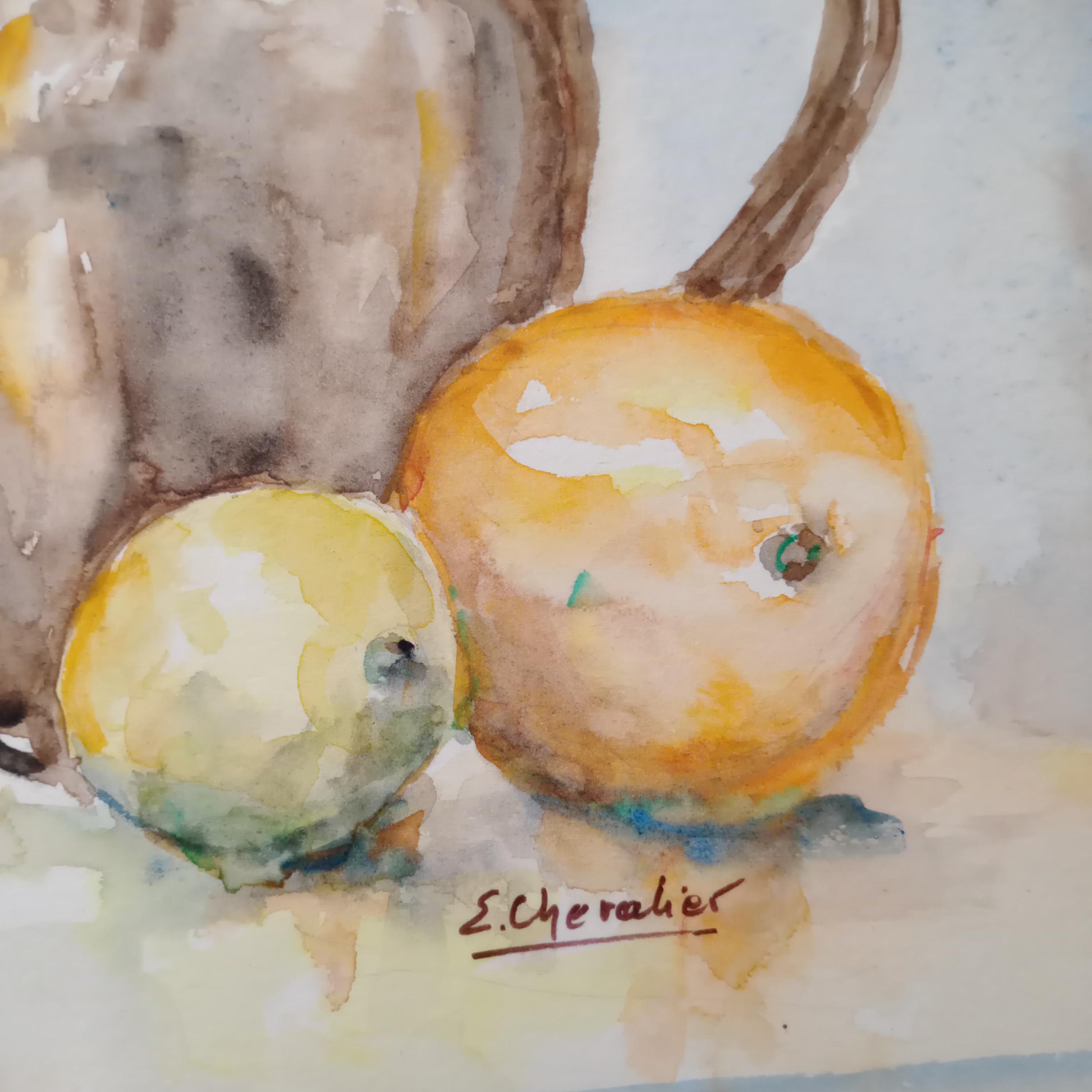 Charming Vintage French Watercolor Painting, Vintage Still