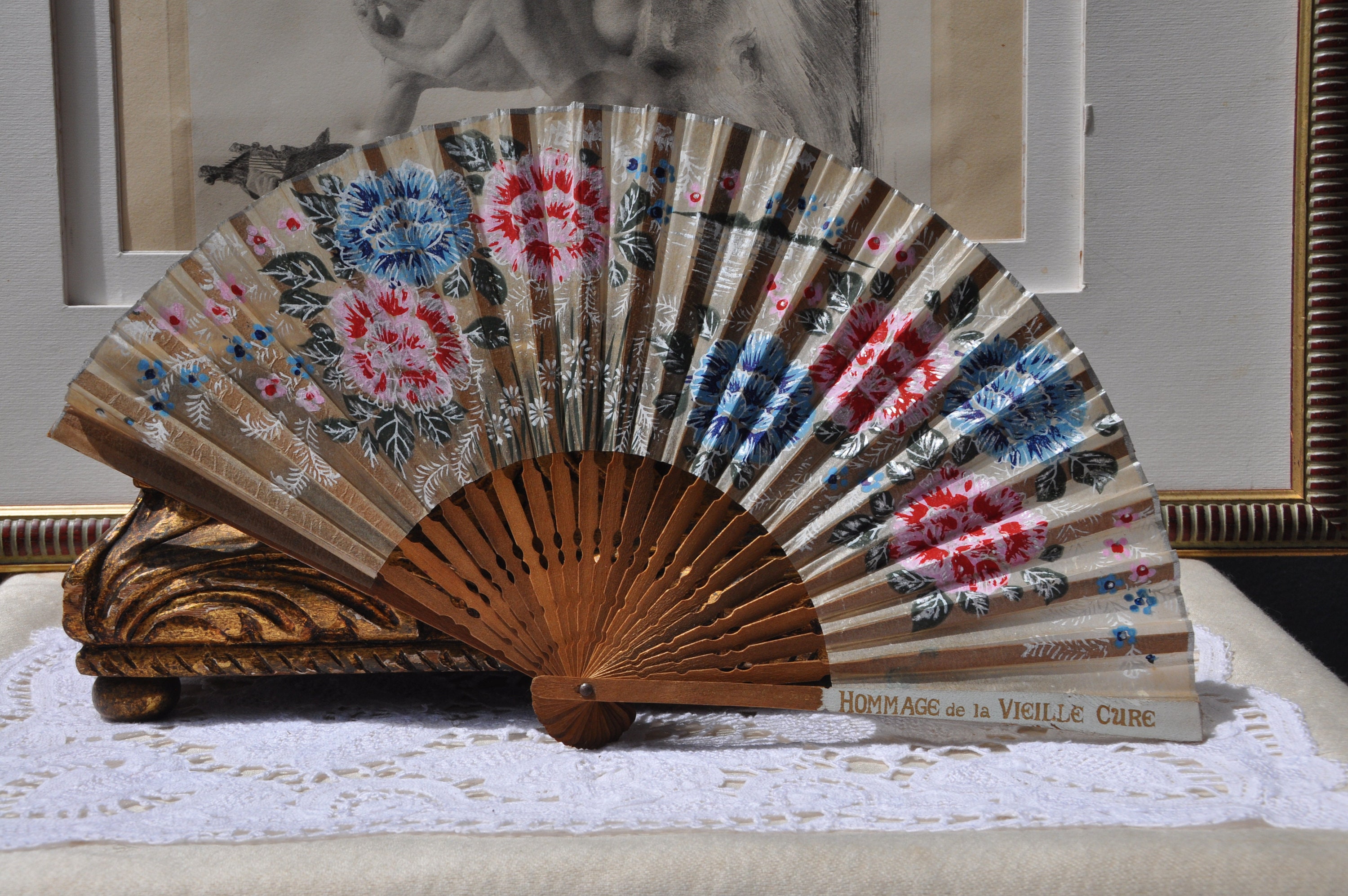Antique French Hand Fan Advertising Vintage Ladies Hand Fan Etsy