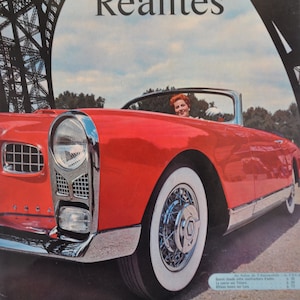 1950s French Perfume Coty Advertising Poster, Perfume Vintage Poster, Red Car, Vintage Perfume Decor, Advertising, Antique Magazine Art
