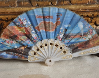 Miniature Vintage Spanish Fan, Canary Island, Child&#39;s Flamenco Dancer Fan, Lanzarote, Doll Fan, Vintage Accessories, Made in Spain