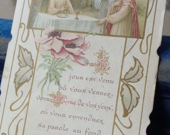 Antique French Prayer Card: Religious Missel Card, 1920s France
