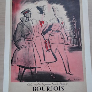 Soir de Paris French Advertising Poster, 1950 Mid-Century Poster, Boudoir, Bourjois, Vintage Perfume Decor, Paris, Advertising, Magazine Art