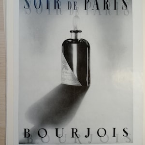 Soir de Paris French Advertising Poster, 1950 Mid-Century Poster, Boudoir, Bourjois, Vintage Perfume Decor, Paris, Advertising, Magazine Art