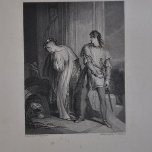 1830 Antique French Engraving, French Print of a Lady,  Lithograph Print, French Art, Classical Black and White, To Frame, Made in France