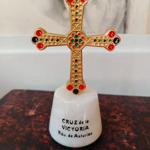 Vintage Gold Gilt Bronze Statue, Small Cross, Spain, Devotional, Catholic, Vintage Christian Relic, Religious Art, Spanish