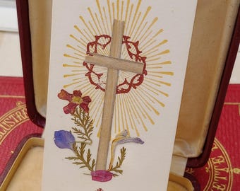 Antique French Prayer Card: Religious Missel Card, circa 1920s