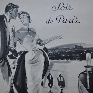 Soir de Paris French Advertising Poster, 1950 Mid-Century Poster, Boudoir, Bourjois, Vintage Perfume Decor, Paris, Advertising, Magazine Art
