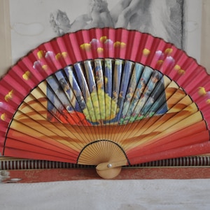 Gorgeous Red Vintage Spanish Fan, Flamenco Fan, Bullfighting Wood Fan, Wood Guards, Hand Held Fan, Flamenco Accessories, Spain  Fan Spanish