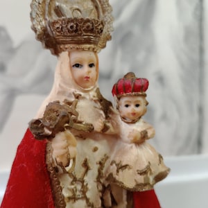 Vintage Spanish Virgin Mary Icon, Religious Shrine, Colorful Red Relic, Reliquary, Reliquaire Crowned Virgin Mary, Catholic Christian