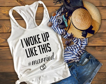 Shirts With Sayings Workout Tank Tops For Women Woke Up Married Wifey Shirts Workout Tank Top Fitness Tank Tops Married Shirts