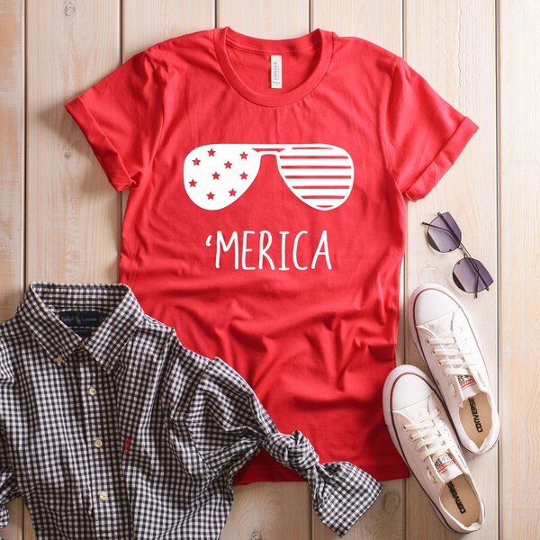 Our 'MERICA Tee - Womens T-shirts - Womens Shirts - T-shirts for Women - Fitness Shirts-Shirts With Sayings - Gym Shirt - Workout Shirt