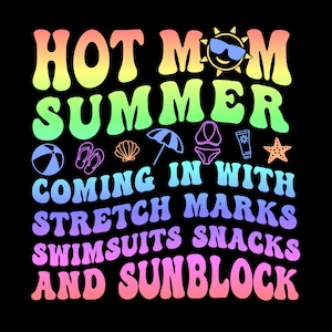 Hot Mom Summer PNG  | Neon Hot Mom Summer Digital Design | Summer Design | Beach Design | 300 dpi | PNG | SVG | Dtf | Sublimation
