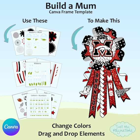 Homecoming Mum Canva Frame | DIY Digital Mum Design (PNG)