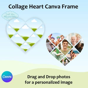 Collage Heart | Heart Collage | Collage Heart Canva Frame | Heart Canva Frame | Editable Heart Canva Frame Template | CANVA | Canva Template