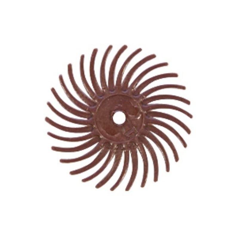 May include: A brown, spiral-shaped sanding brush with a central hole for attachment. The brush has a starburst design with multiple rows of bristles.