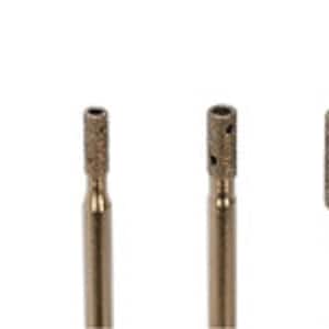 May include: Set of seven diamond-coated drill bits for use with a rotary tool. The bits are various sizes and shapes, including round, cylindrical, and cone-shaped.
