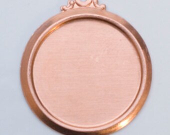 Copper Framed Circle with Ring, 24 Gauge, 22 Millimeter, Pack of 6 | MET-500.65