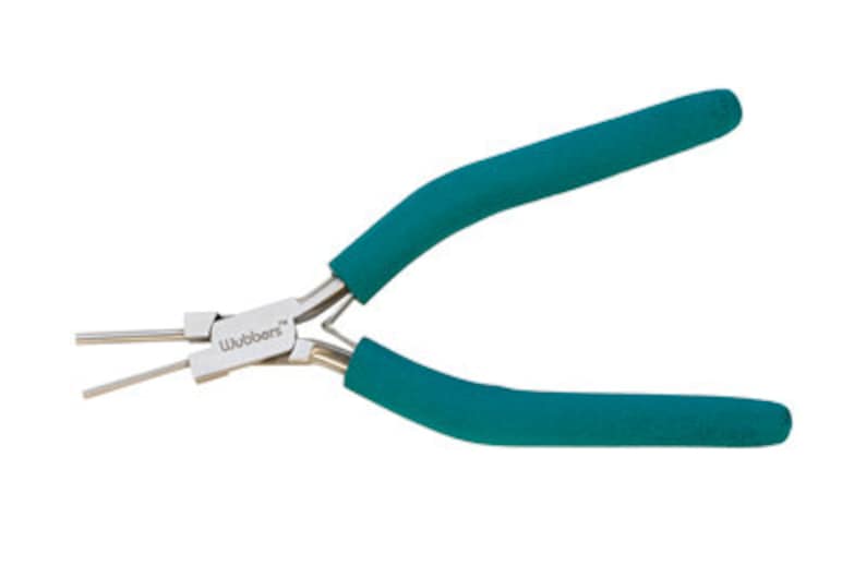 May include: Teal-handled pliers with a silver metal body and a spring-loaded jaw. The pliers are labeled "Wubbers".