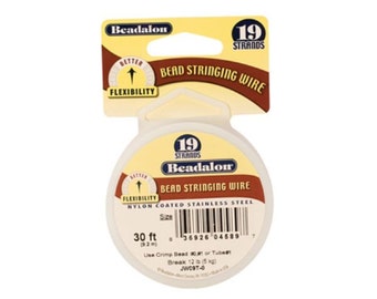 Beadalon 19 Strand Bead Stringing Wire, Bright, .015 Inch, 30 Feet | BDC-314.15