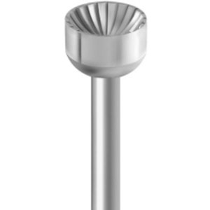 May include: A silver metal grinding burr with a fluted, rounded head and a cylindrical shaft.