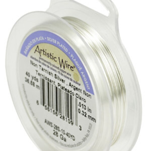 Artistic Non-Tarnish Silver Wire, 28 Gauge, 40 Yards | BDC-828.40